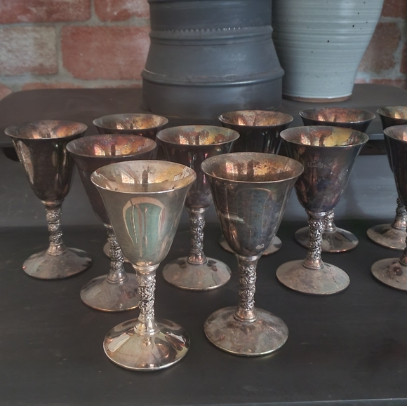 Mark Down!!                     Valero silver plated goblets (11) with Tray - Picture 2 of 7